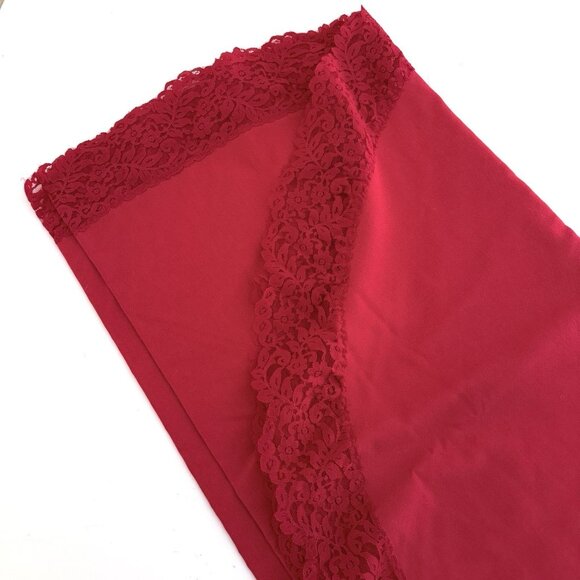 Vintage Pure Red Oval Tablecloth 6 Square Napkins Lace Trim On All Immaculate! - Picture 7 of 14